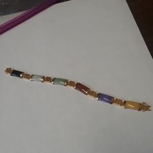 MULTI COLORED JADE AND GOLD BRACELET AUTHENTIC
